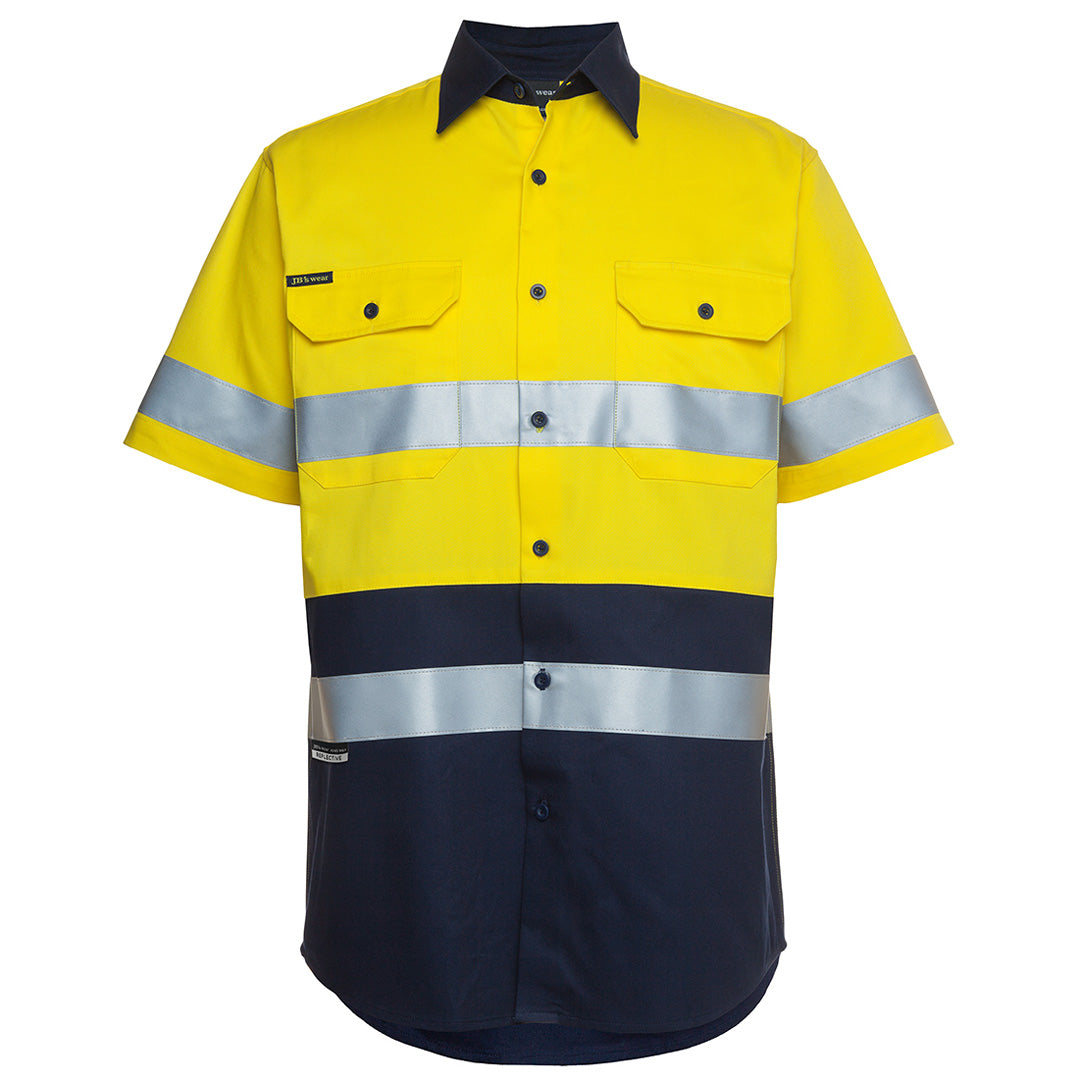 House of Uniforms The Hi Vis Day Night 190G Work Shirt | Short Sleeve | Adults Jbs Wear Yellow/Navy