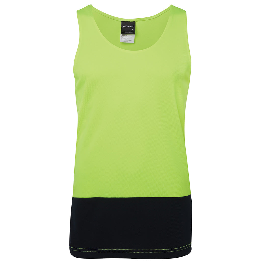 House of Uniforms The Hi Vis Traditional Singlet | Adults Jbs Wear Lime/Navy
