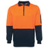 House of Uniforms The Classic Hi Vis Half Zip Fleece Jumper | Adults Jbs Wear Orange/Navy