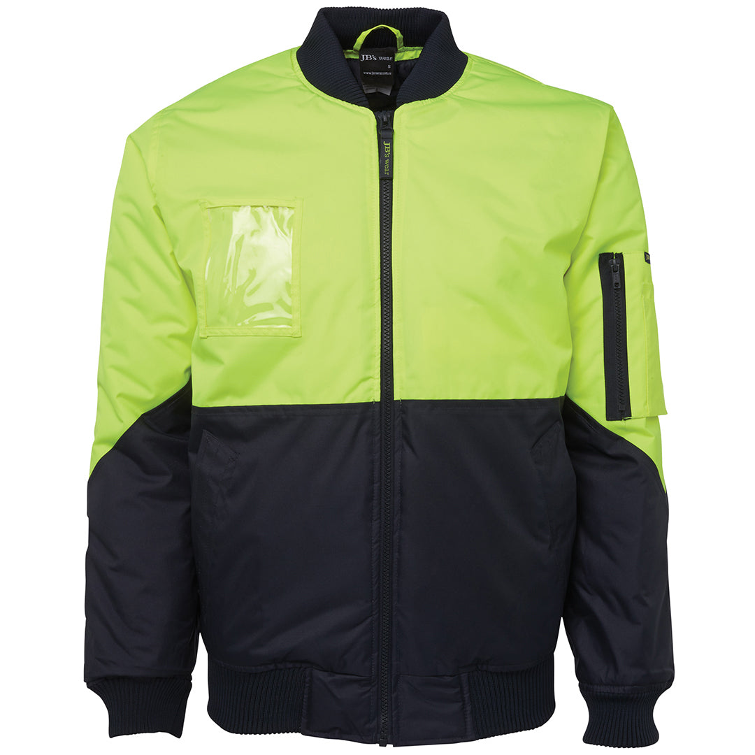 House of Uniforms The Hi Vis Flying Jacket | Day | Adults Jbs Wear Lime/Navy