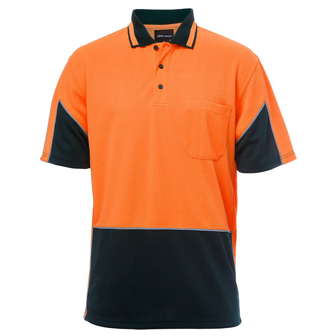 House of Uniforms The Gap Hi Vis Polo | Short Sleeve | Adults Jbs Wear Orange/Navy