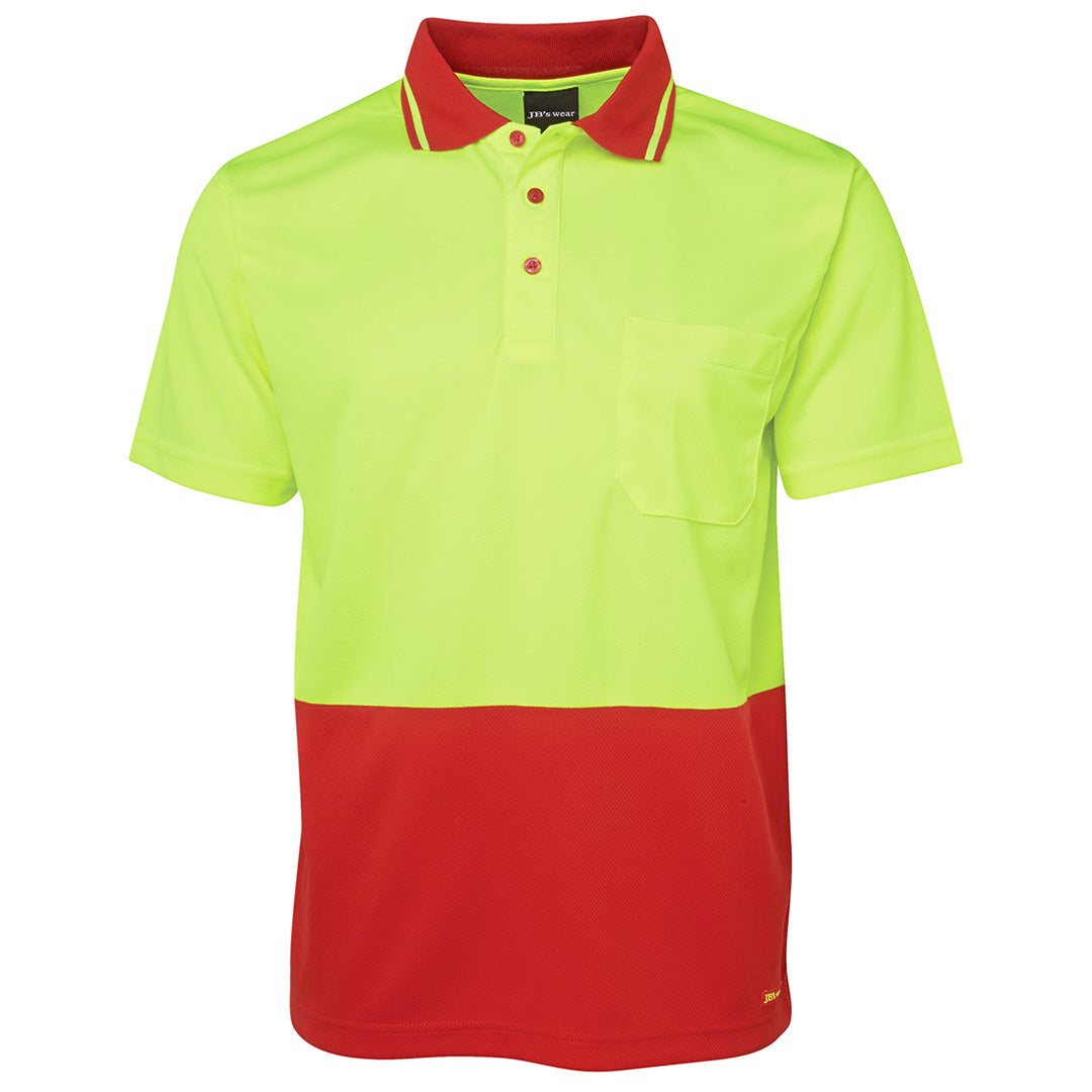 The Non Cuff Hi Vis Polo | Mens | Short Sleeve | Lime/Red