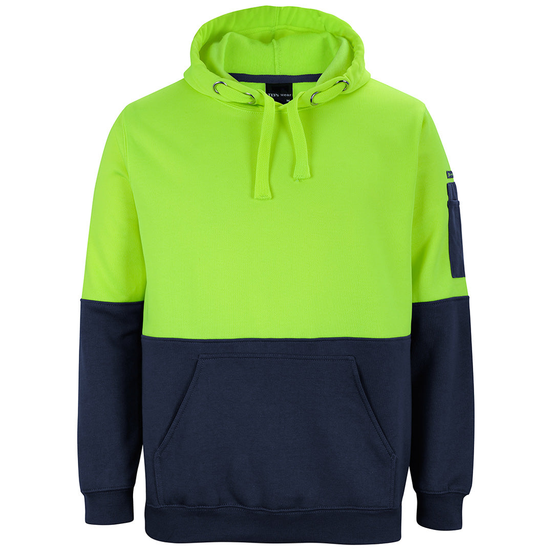 House of Uniforms The Hi Vis Pull Over Hoodie | Adults Jbs Wear Lime/Navy