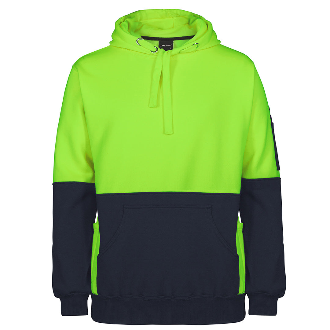 House of Uniforms The Hi Vis 330g Pull Over Hoodie | Adults Jbs Wear Lime/Navy