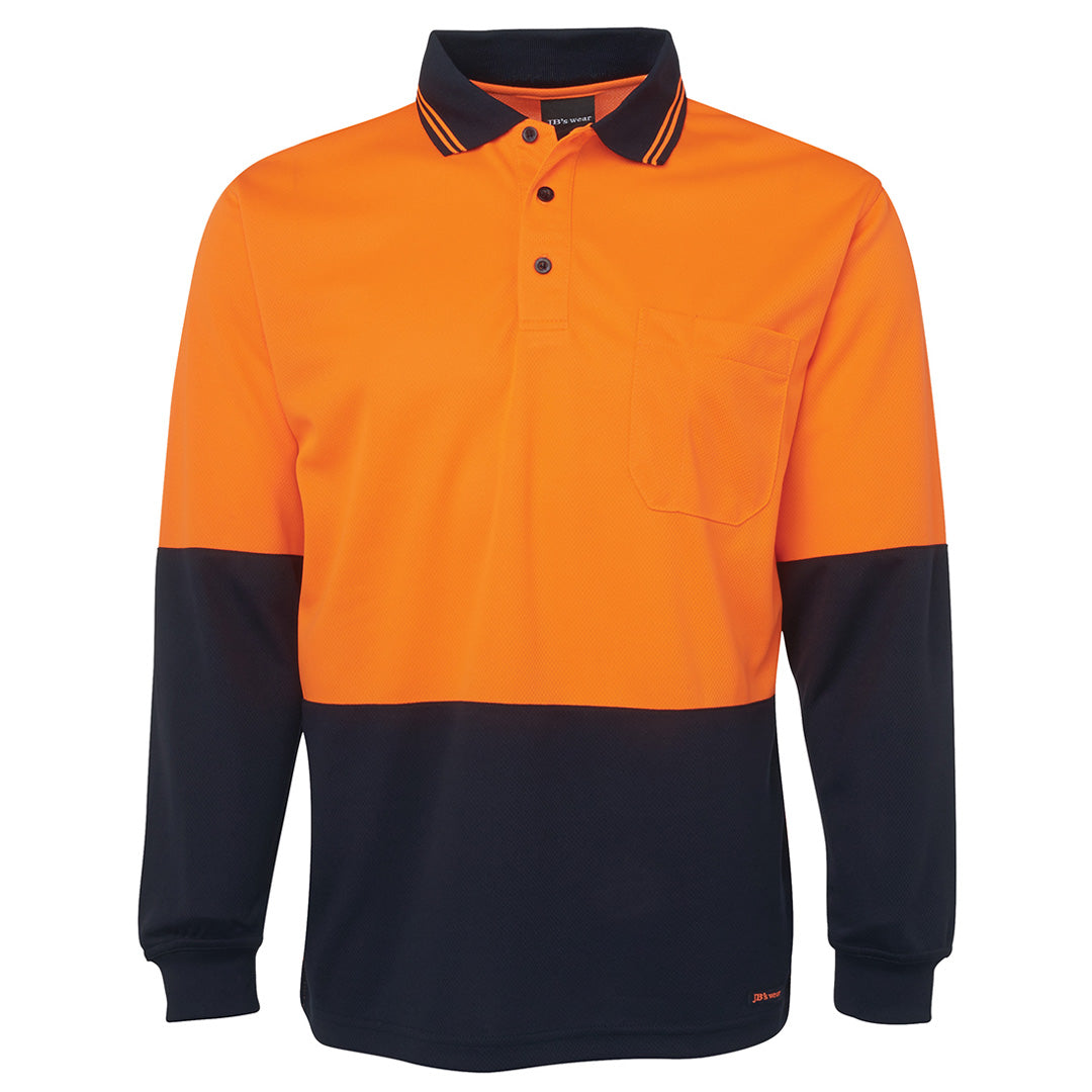 House of Uniforms The Traditional Hi Vis Polo | Long Sleeve | Adults Jbs Wear Orange/Navy