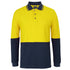 House of Uniforms The Hi Vis Cotton Pique Polo | Long Sleeve | Adults Jbs Wear Yellow/Navy