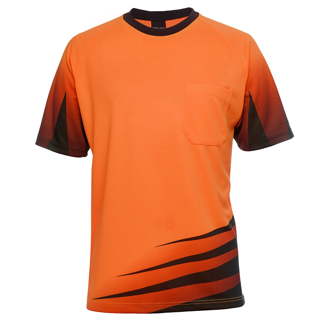 House of Uniforms The Hi Vis Rippa Sub Tee | Short Sleeve | Adults Jbs Wear Orange/Black