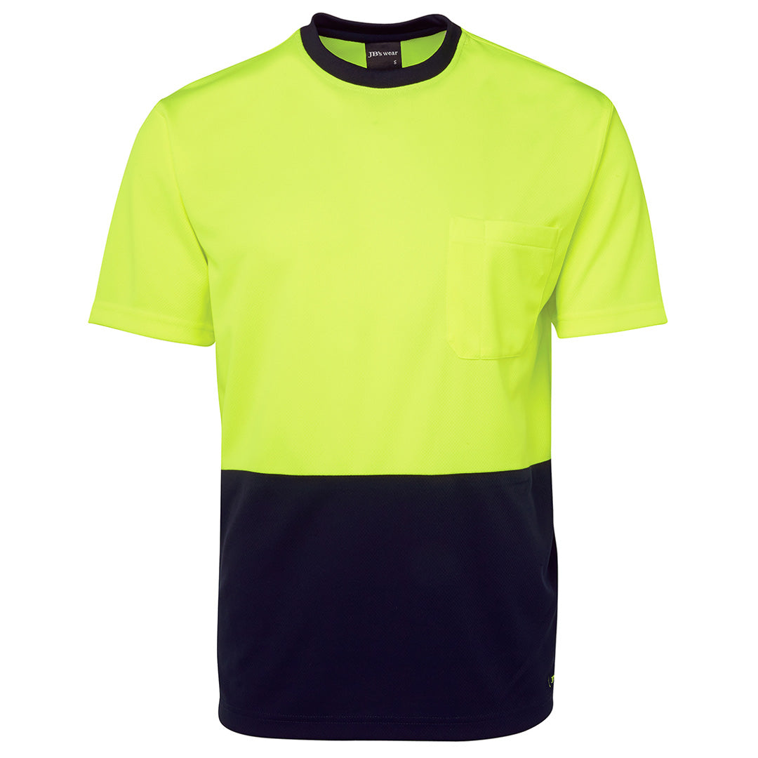 House of Uniforms The Hi Vis Cool Dry Tee Shirt | Short Sleeve | Adults Jbs Wear Lime/Navy