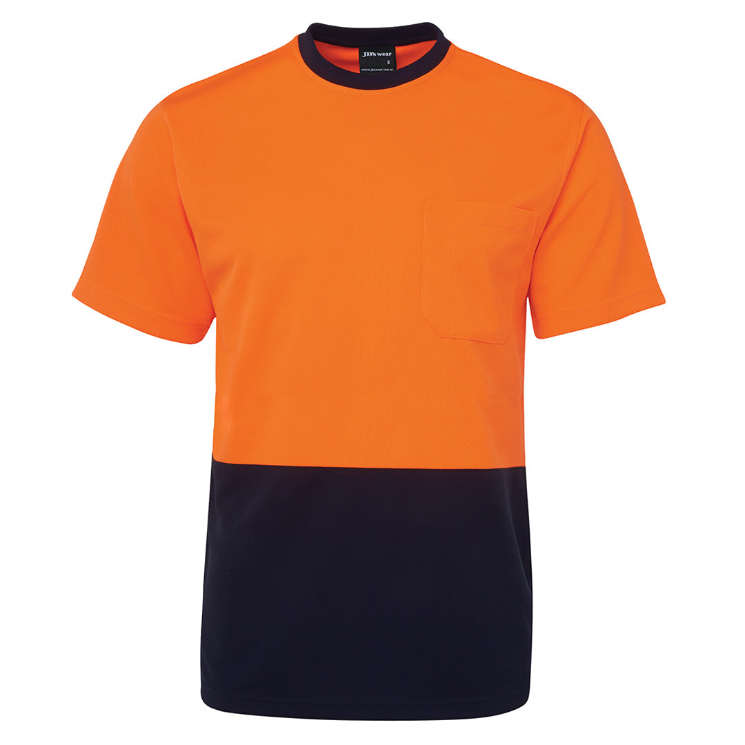 House of Uniforms The Hi Vis Cool Dry Tee Shirt | Short Sleeve | Adults Jbs Wear Orange/Navy