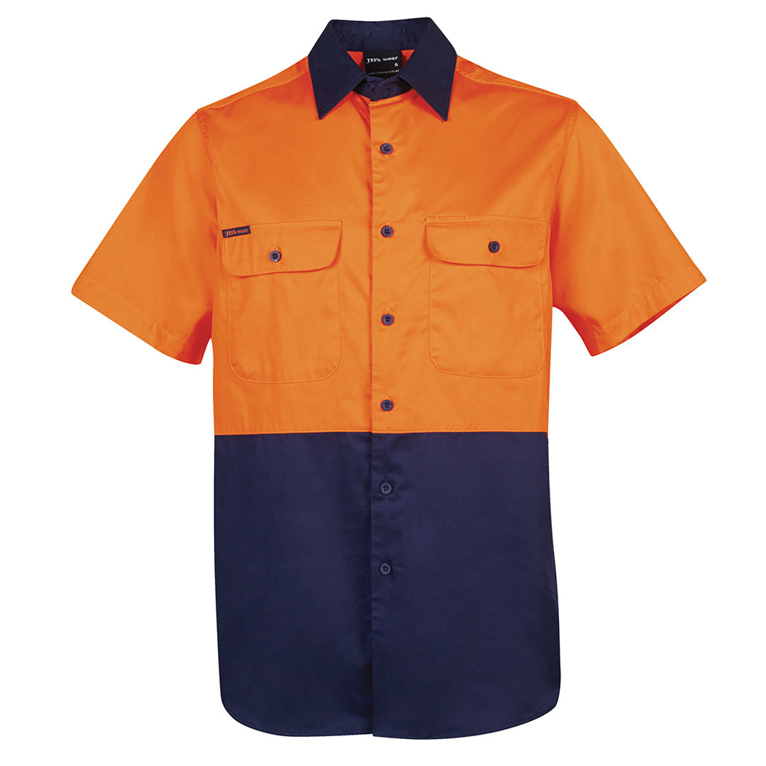 House of Uniforms The Hi Vis 150G Shirt | Short Sleeve | Adults Jbs Wear Orange/Navy