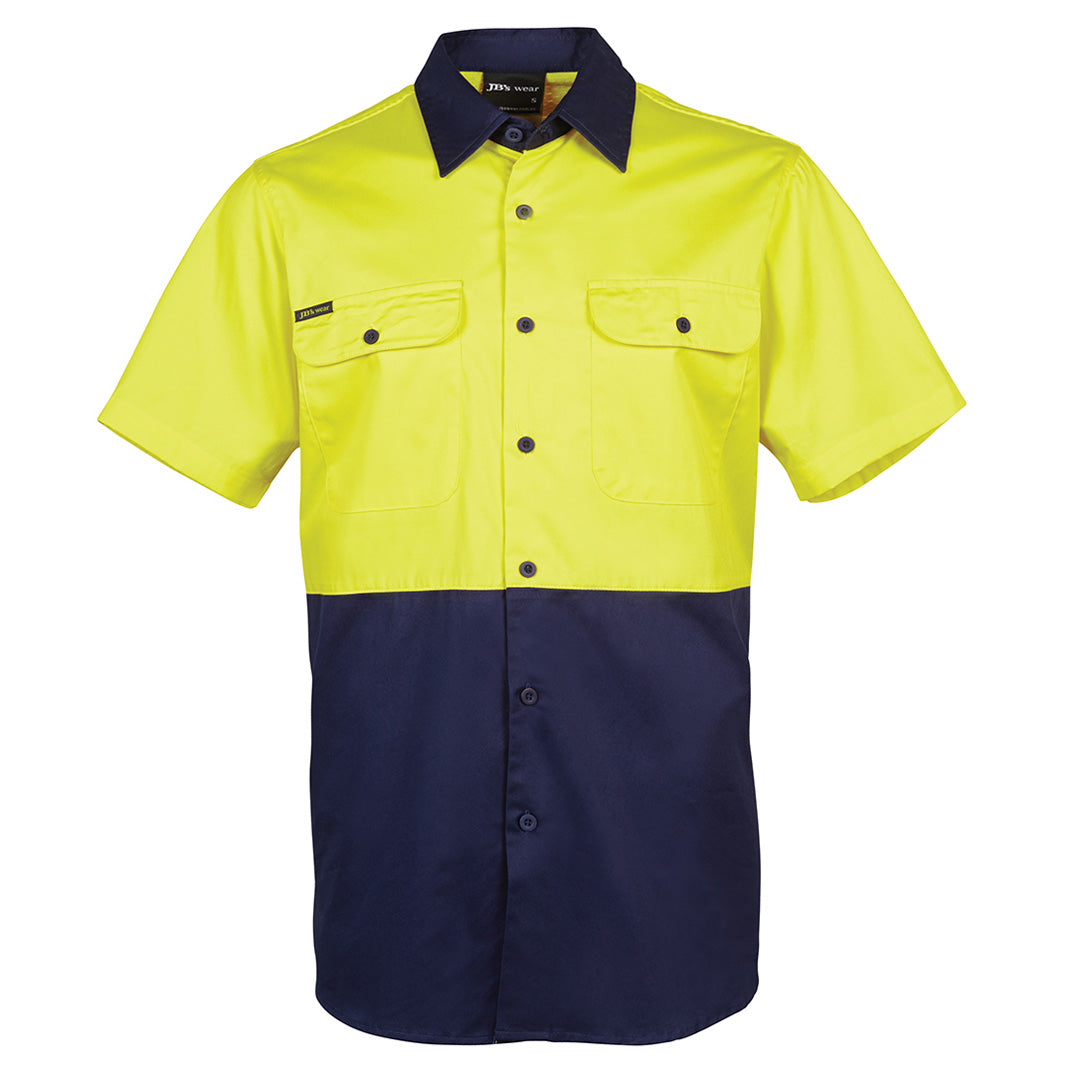 House of Uniforms The Hi Vis 150G Shirt | Short Sleeve | Adults Jbs Wear Yellow/Navy