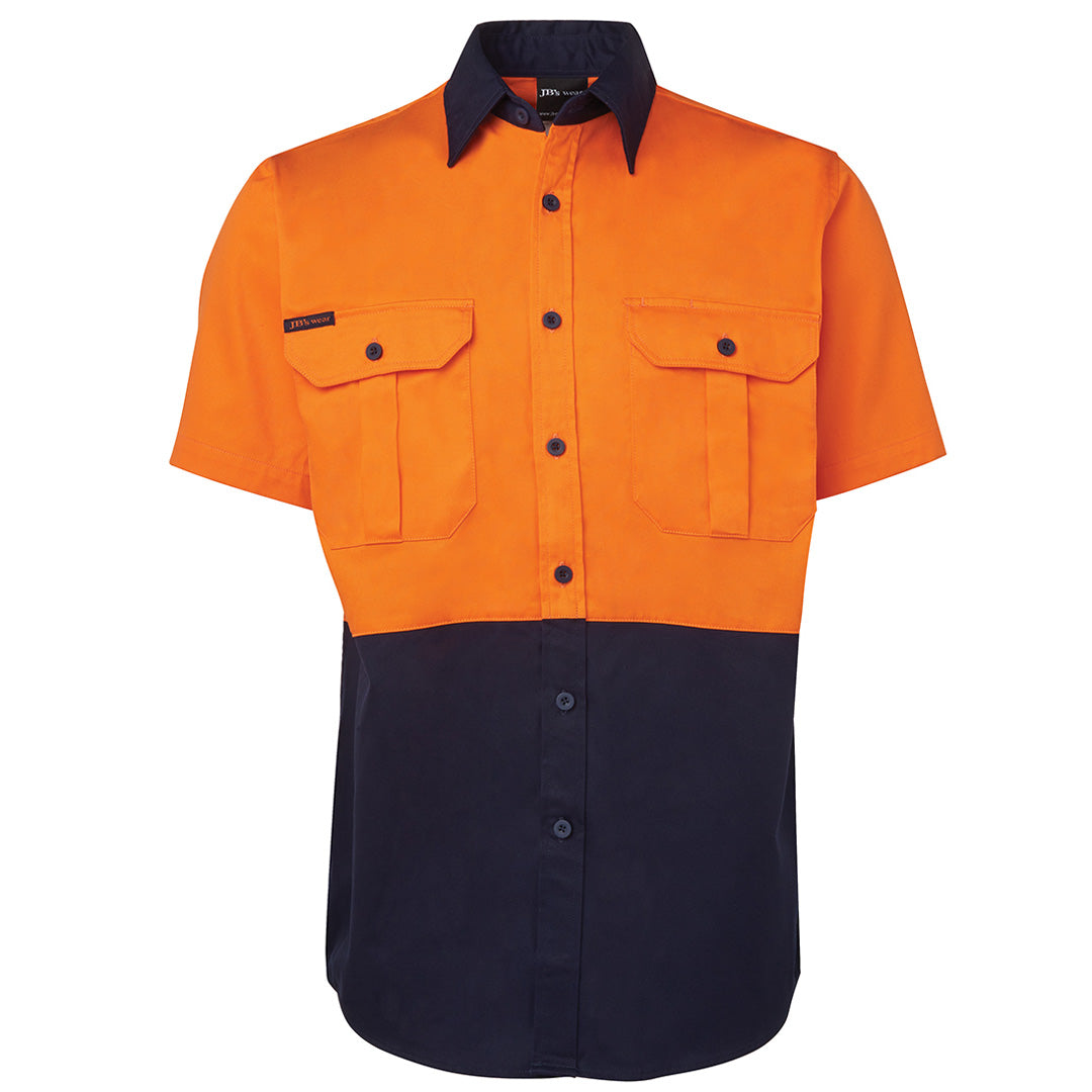 House of Uniforms The Hi Vis 190G Shirt | Short Sleeve | Adults Jbs Wear Orange/Navy