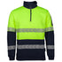 House of Uniforms The Hi Vis Half Zip Segmented Tape Fleece Jumper | Adults Jbs Wear Lime/Navy