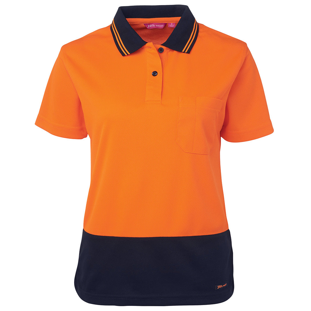 House of Uniforms The Hi Vis Comfort Polo | Ladies | Short Sleeve Jbs Wear Orange/Navy