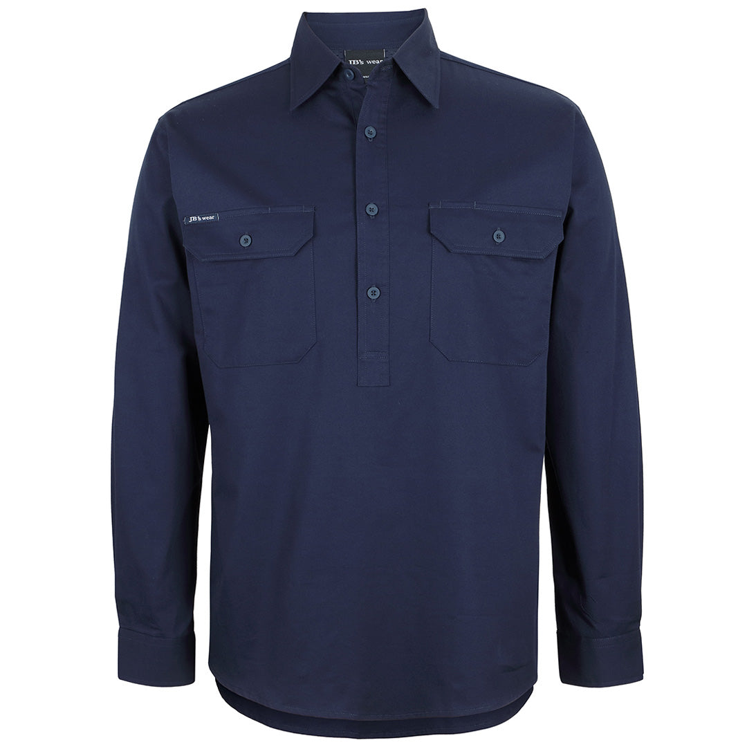 House of Uniforms The Closed Front 150g Work Shirt | Adults | Long Sleeve Jbs Wear Navy