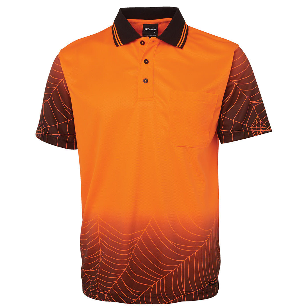 House of Uniforms The Hi Vis Web Polo | Short Sleeve | Adults Jbs Wear Orange/Black