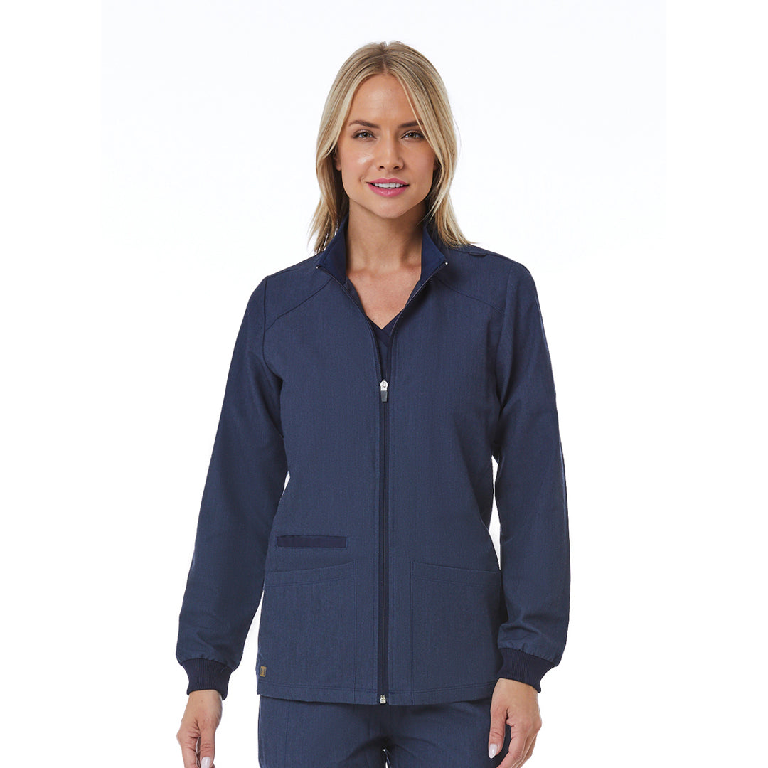 House of Uniforms The Matrix Pro Contrast Warm Up Jacket | Ladies Maevn Navy Marle