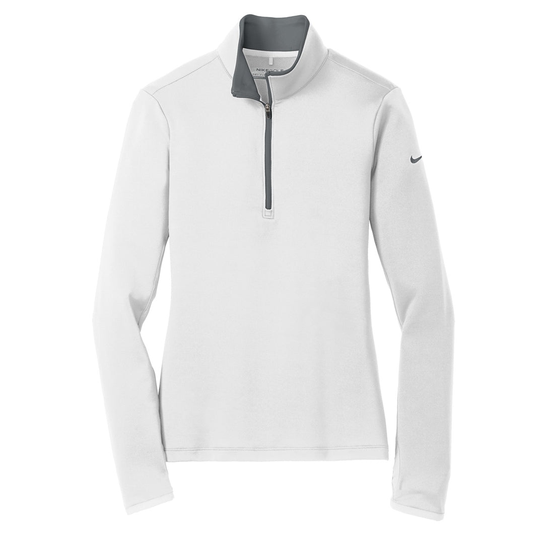 House of Uniforms The Dry Half Zip Cover Up | Ladies Nike White/Grey