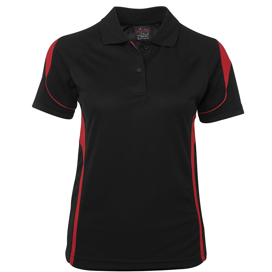 House of Uniforms The Bell Polo | Ladies | Short Sleeve Jbs Wear Black/Red