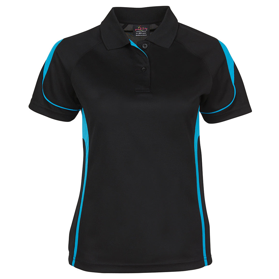House of Uniforms The Bell Polo | Ladies | Short Sleeve Jbs Wear Black/Aqua