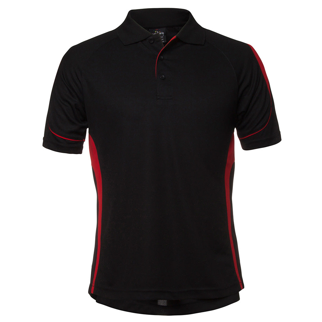 House of Uniforms The Bell Polo | Adults | Short Sleeve | Black Base Jbs Wear Black/Red