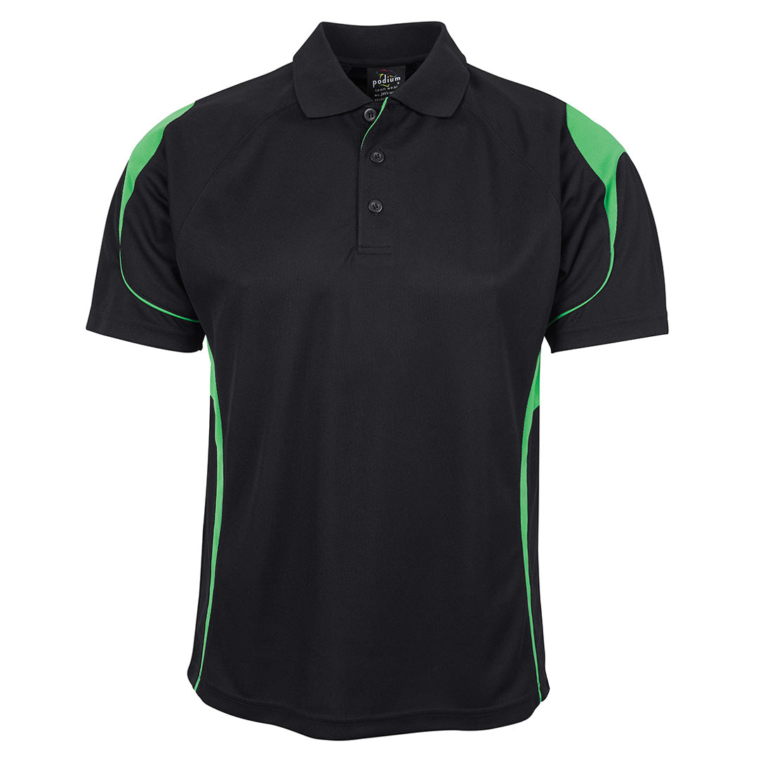 House of Uniforms The Bell Polo | Adults | Short Sleeve | Black Base Jbs Wear Black/Pea Green