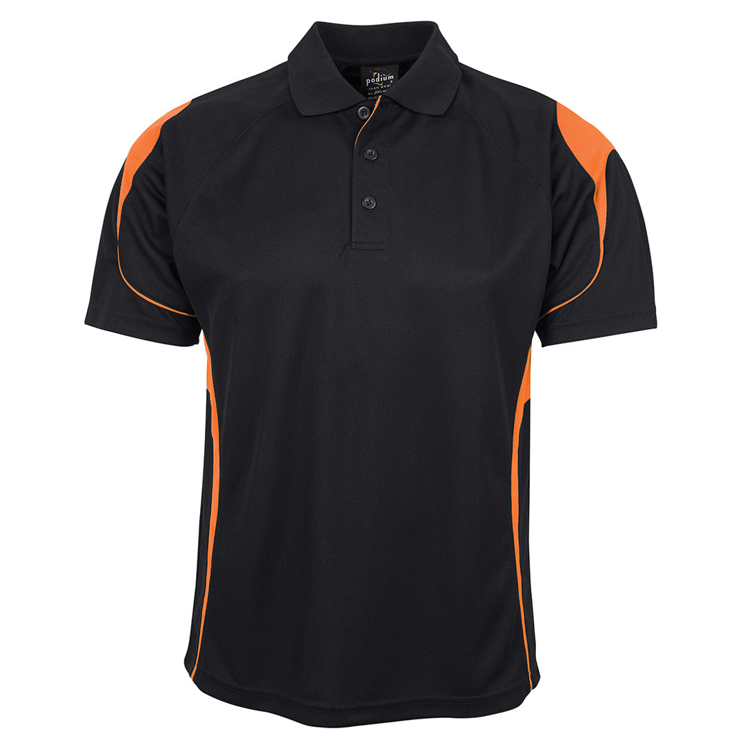 House of Uniforms The Bell Polo | Adults | Short Sleeve | Black Base Jbs Wear Black/Orange