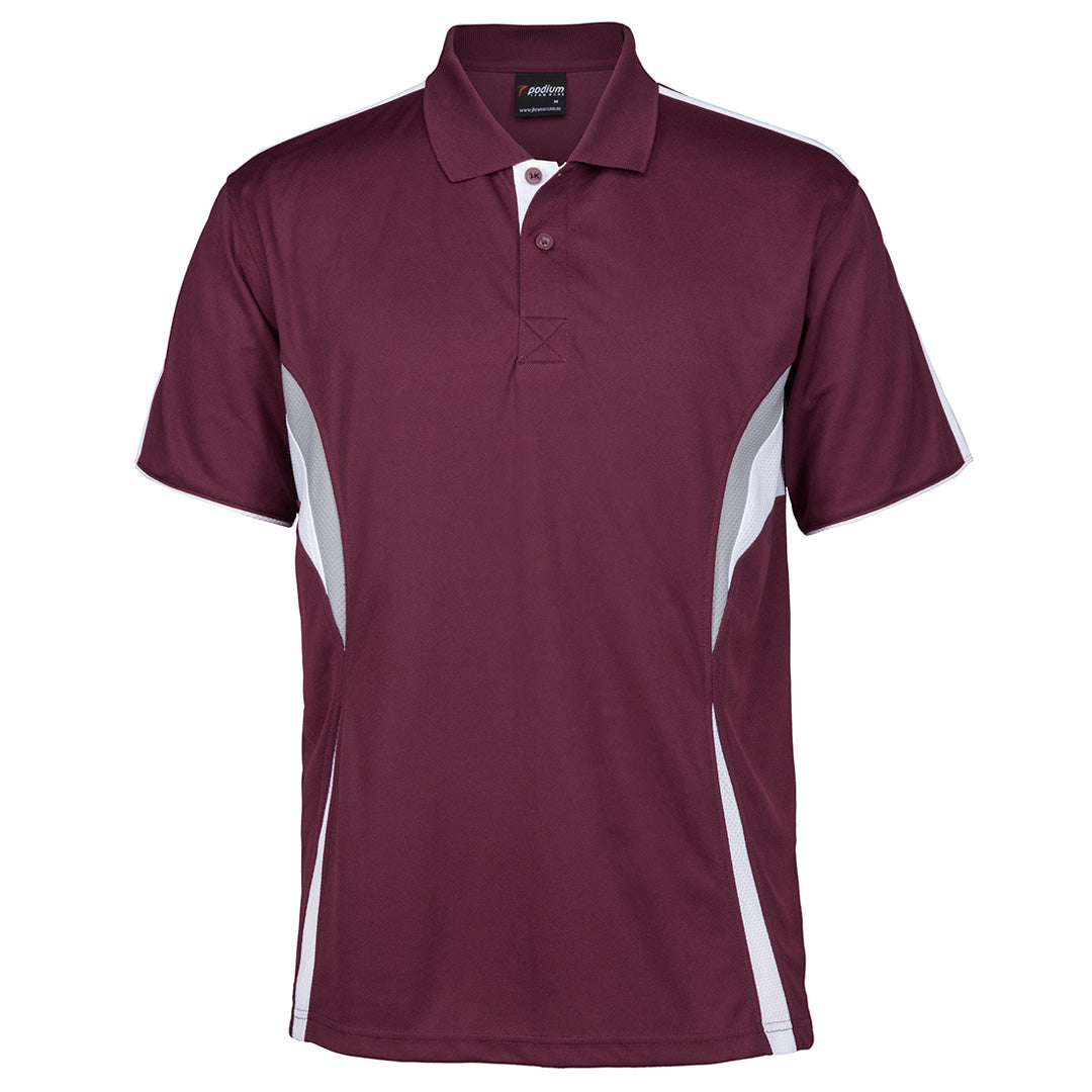 House of Uniforms The Cool Polo | Bright Colours | Short Sleeve | Adults Jbs Wear Maroon/White
