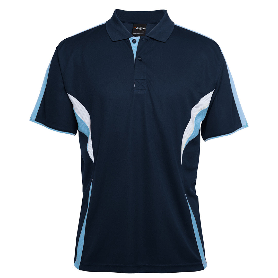House of Uniforms The Cool Polo | Dark Colours | Short Sleeve | Adults Jbs Wear Navy/Light Blue