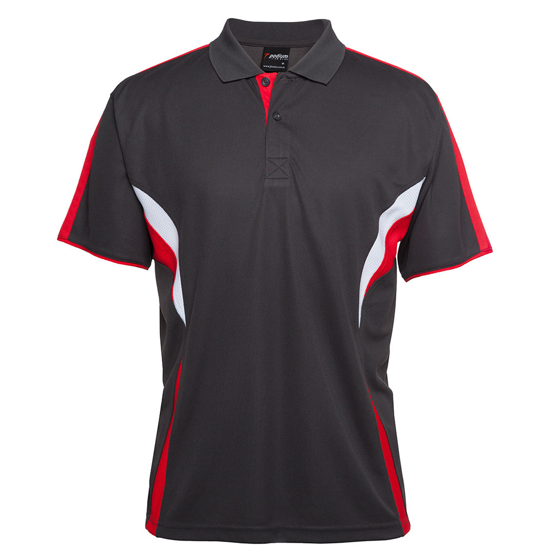 House of Uniforms The Cool Polo | Dark Colours | Short Sleeve | Adults Jbs Wear Gunmetal/Red