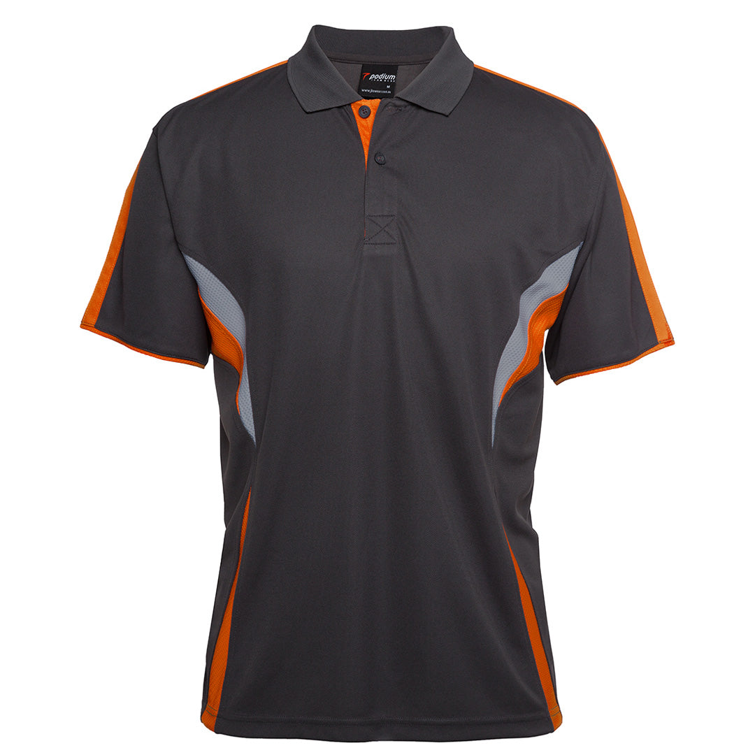 House of Uniforms The Cool Polo | Dark Colours | Short Sleeve | Adults Jbs Wear Gunmetal/Orange
