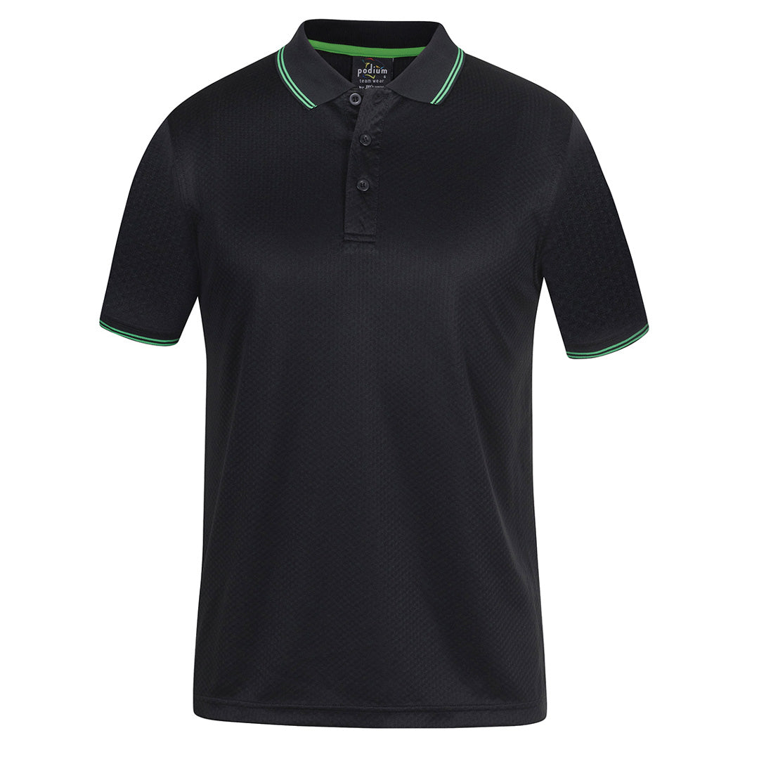 House of Uniforms The Jacquard Contrast Polo | Short Sleeve | Adults Jbs Wear Black/Pea Green