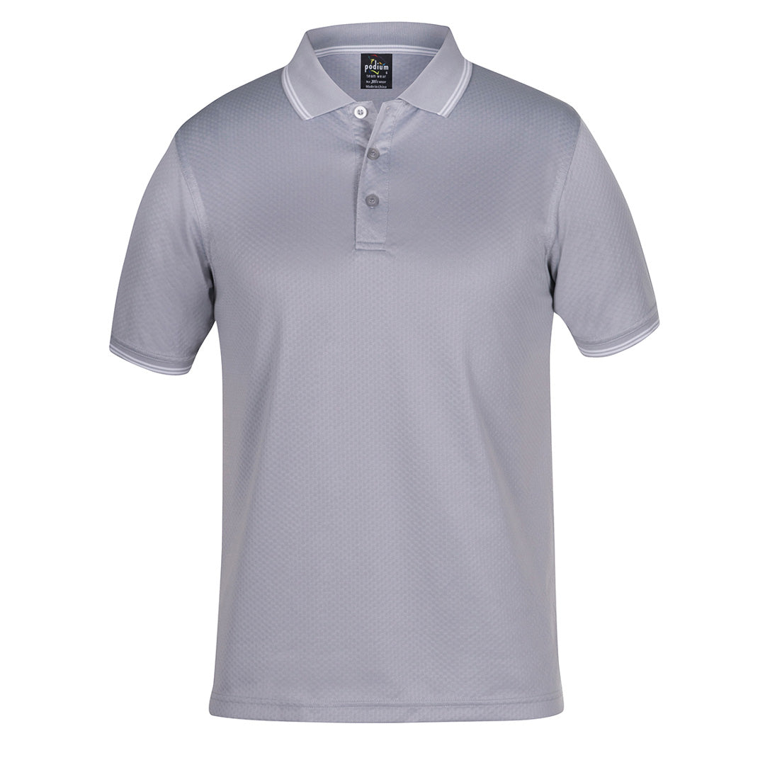 House of Uniforms The Jacquard Contrast Polo | Short Sleeve | Adults Jbs Wear Light Grey/White