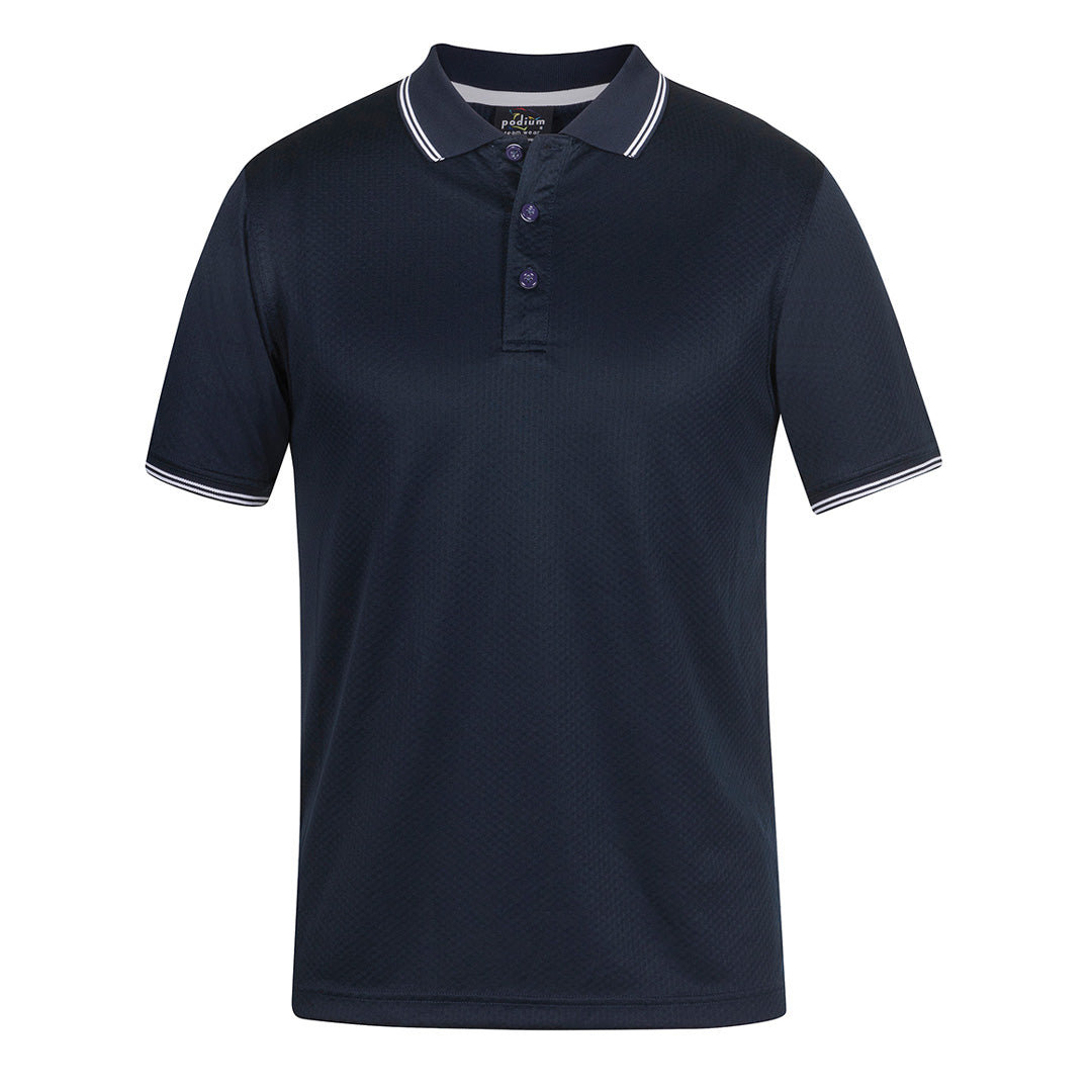 House of Uniforms The Jacquard Contrast Polo | Short Sleeve | Adults Jbs Wear Navy/White
