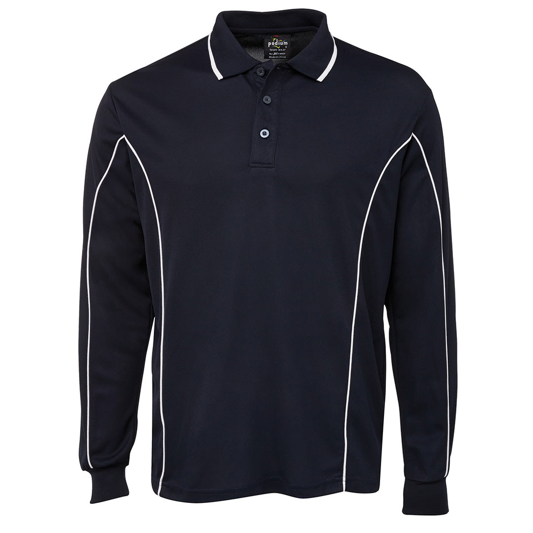 House of Uniforms The Piping Polo | Long Sleeve C2 | Adults Jbs Wear Navy/White