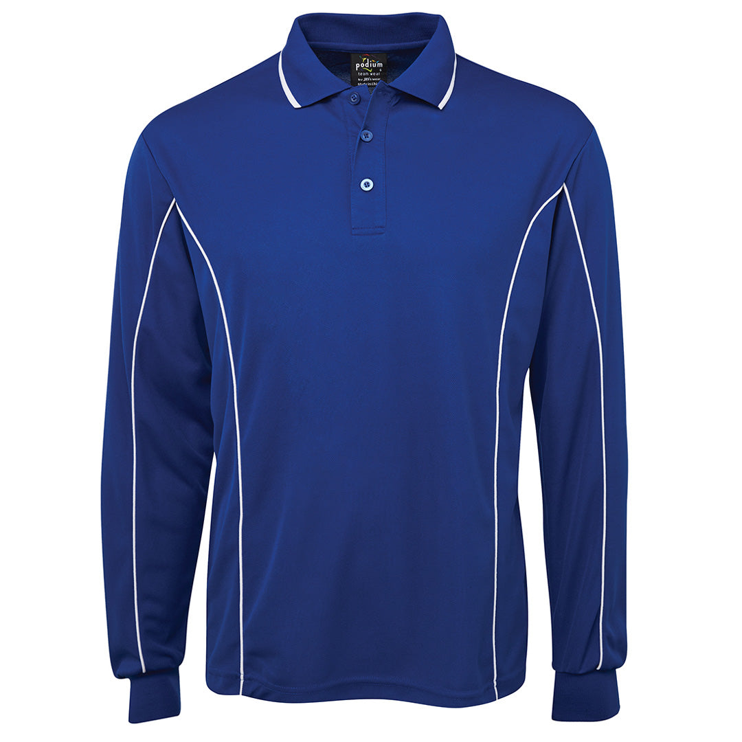 House of Uniforms The Piping Polo | Long Sleeve C2 | Adults Jbs Wear Royal/White