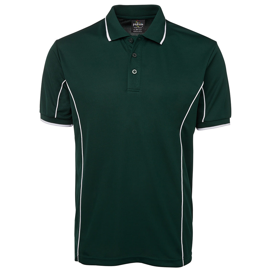 House of Uniforms The Piping Polo | Short Sleeve | Bright Base | Adults Jbs Wear Forest/White