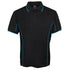 House of Uniforms The Piping Polo | Short Sleeve | Black Base | Adults Jbs Wear Black/Aqua