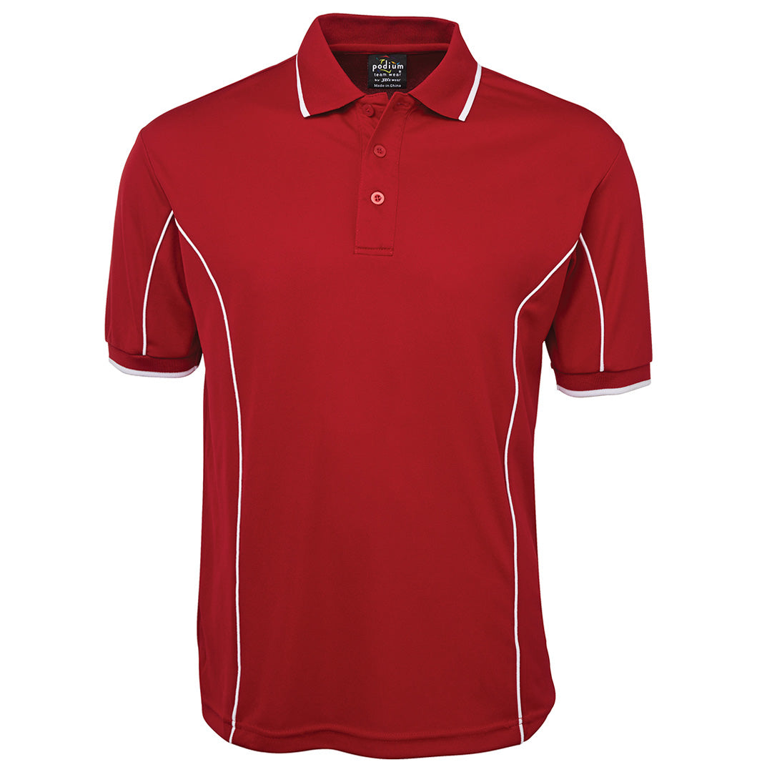 House of Uniforms The Piping Polo | Short Sleeve | Bright Base | Adults Jbs Wear Red/White