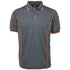House of Uniforms The Piping Polo | Short Sleeve | Grey Base | Adults Jbs Wear Grey/Orange