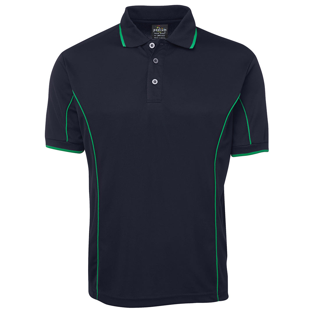 House of Uniforms The Piping Polo | Short Sleeve | Navy Base | Adults Jbs Wear Navy/Green