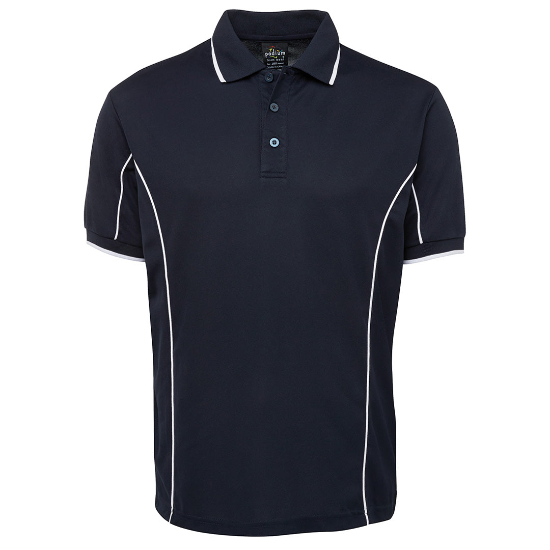 House of Uniforms The Piping Polo | Short Sleeve | Navy Base | Adults Jbs Wear Navy/White