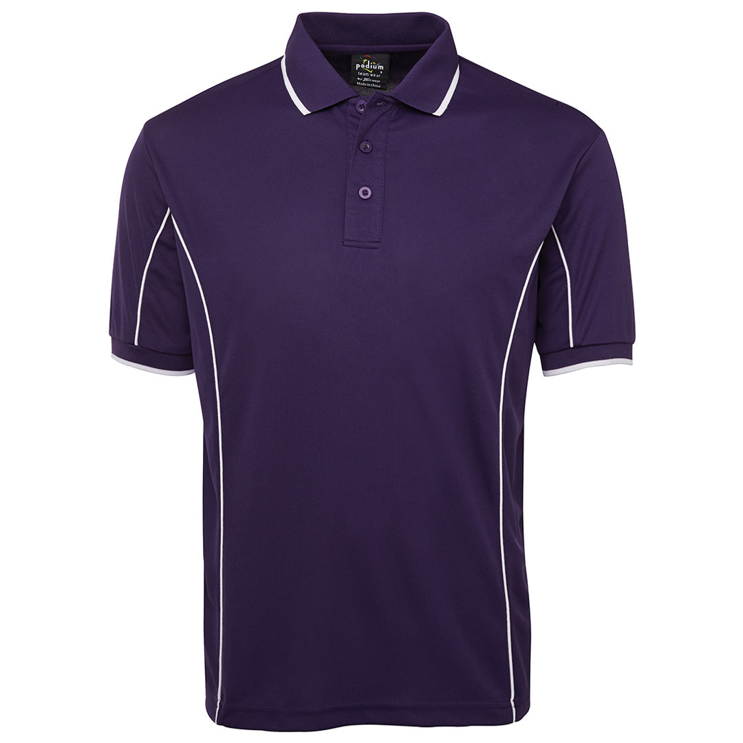 House of Uniforms The Piping Polo | Short Sleeve | Bright Base | Adults Jbs Wear Purple/White