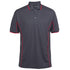 House of Uniforms The Piping Polo | Short Sleeve | Grey Base | Adults Jbs Wear Charcoal/Red