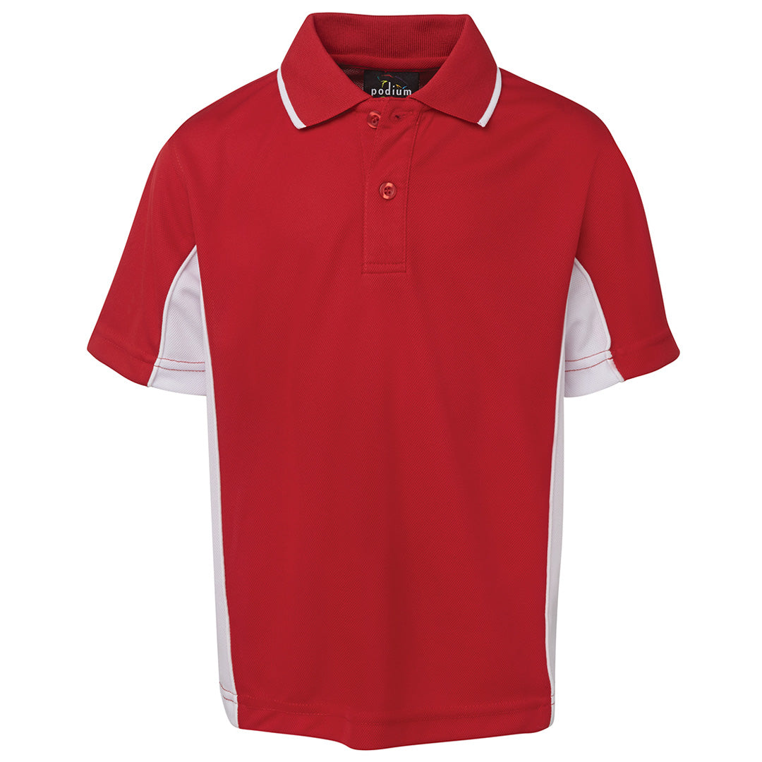 House of Uniforms The Contrast Poly Polo | Short Sleeve | Kids Jbs Wear Red/White
