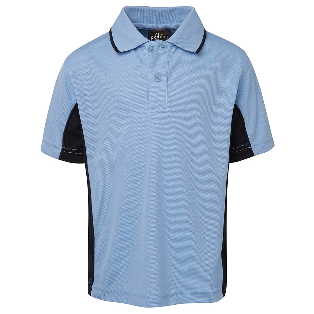House of Uniforms The Contrast Poly Polo | Short Sleeve | Kids Jbs Wear Light Blue/Navy