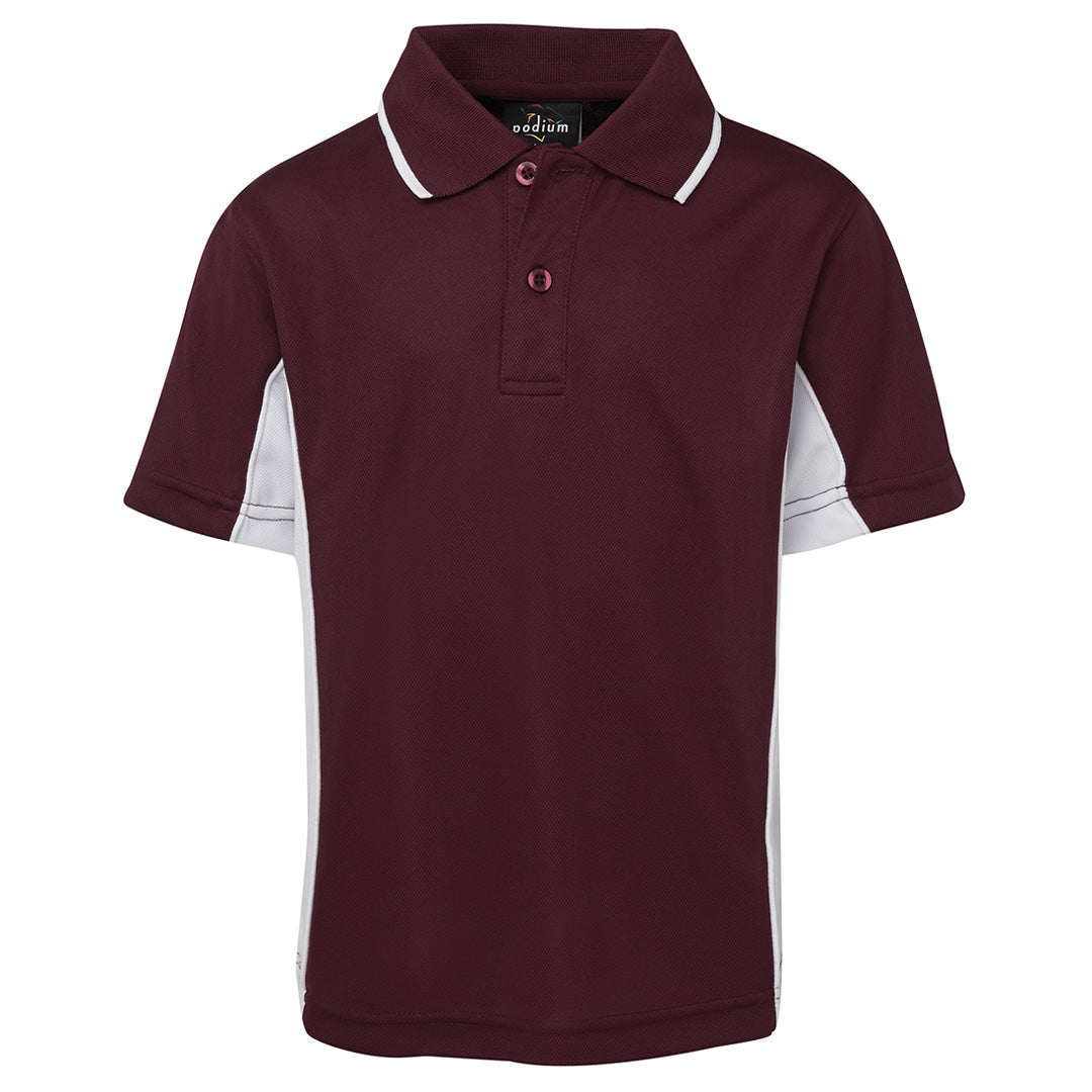 House of Uniforms The Contrast Poly Polo | Short Sleeve | Kids Jbs Wear Maroon/White