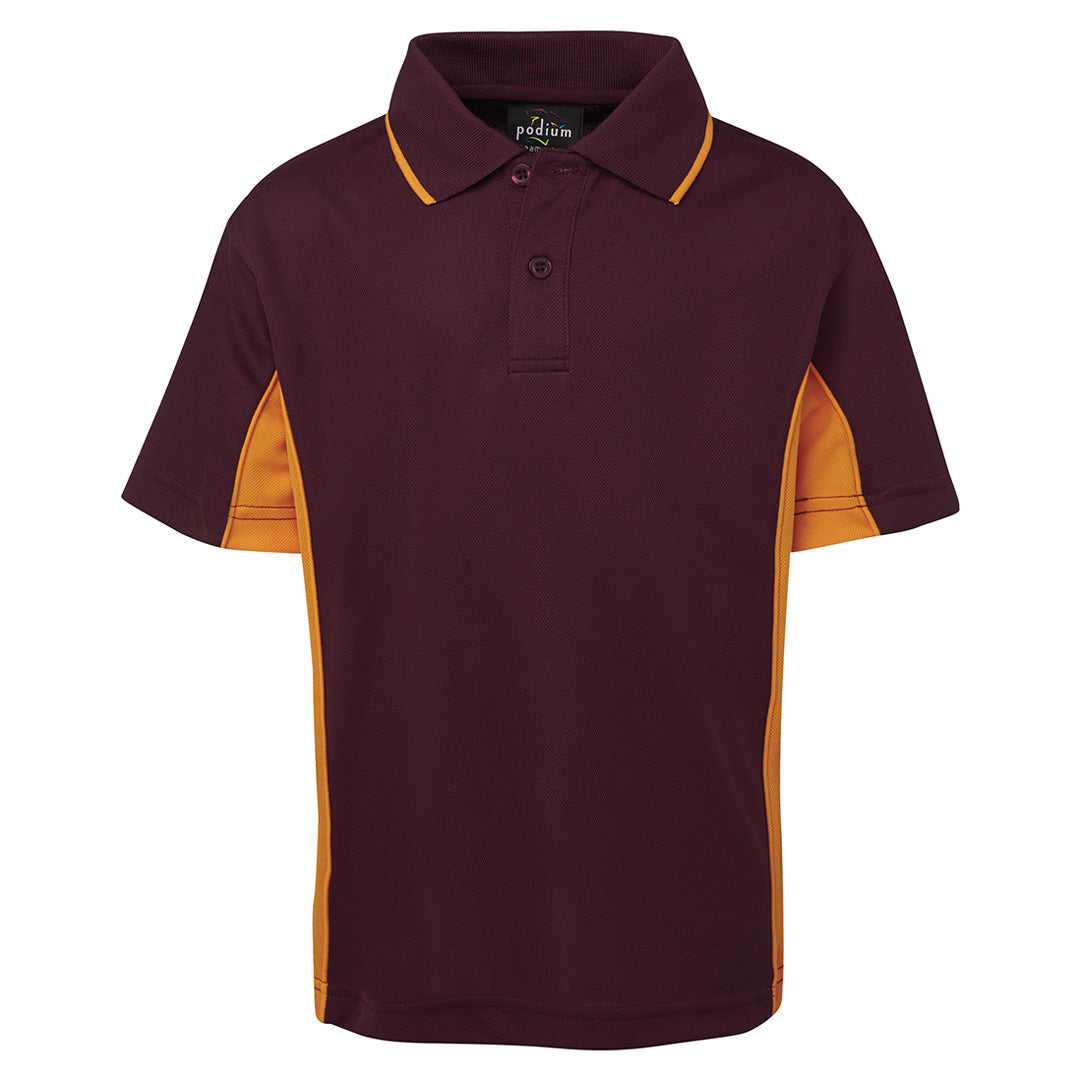 House of Uniforms The Contrast Poly Polo | Short Sleeve | Kids Jbs Wear Maroon/Gold