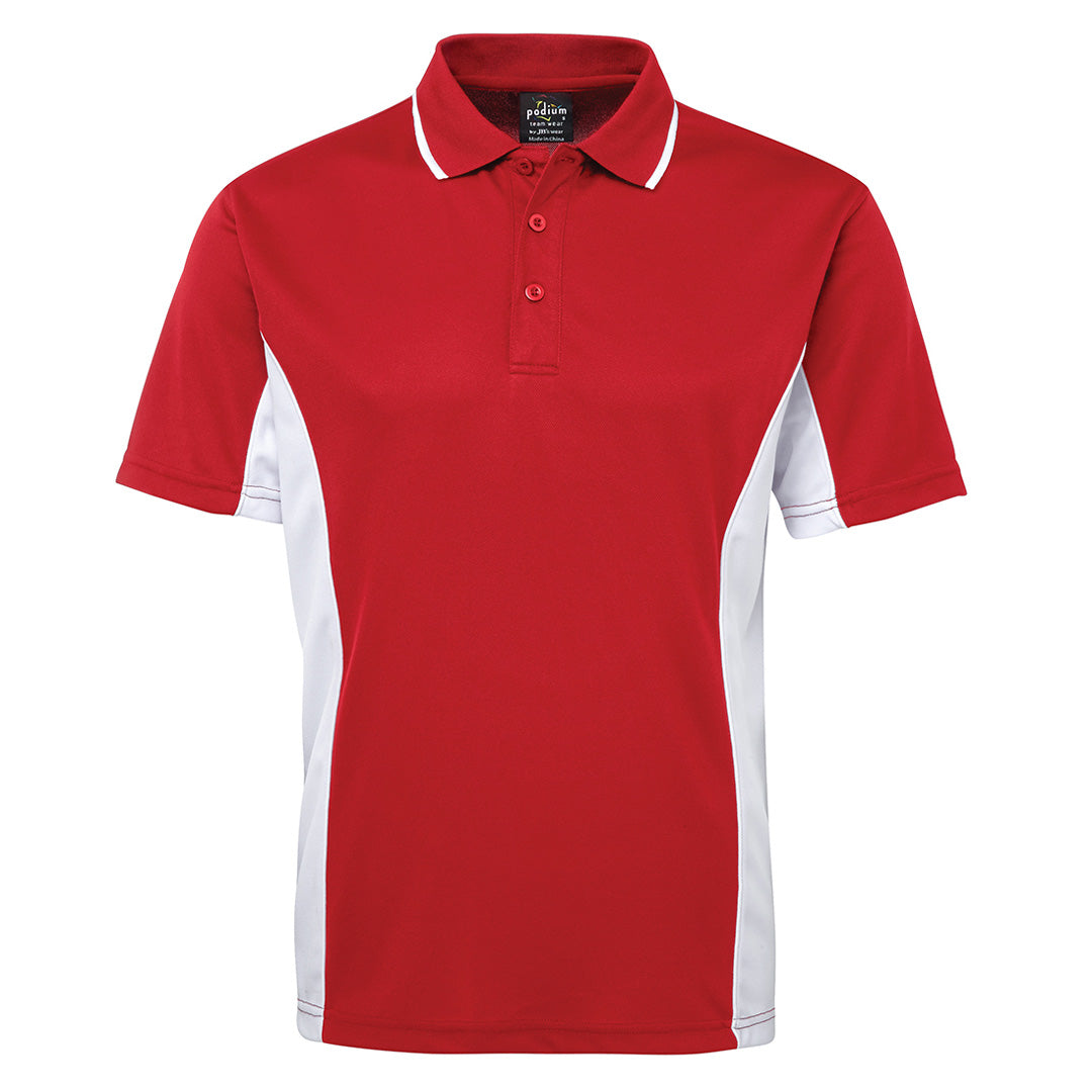 House of Uniforms The Contrast Poly Polo | Bright Colours | Short Sleeve | Mens Jbs Wear Red/White