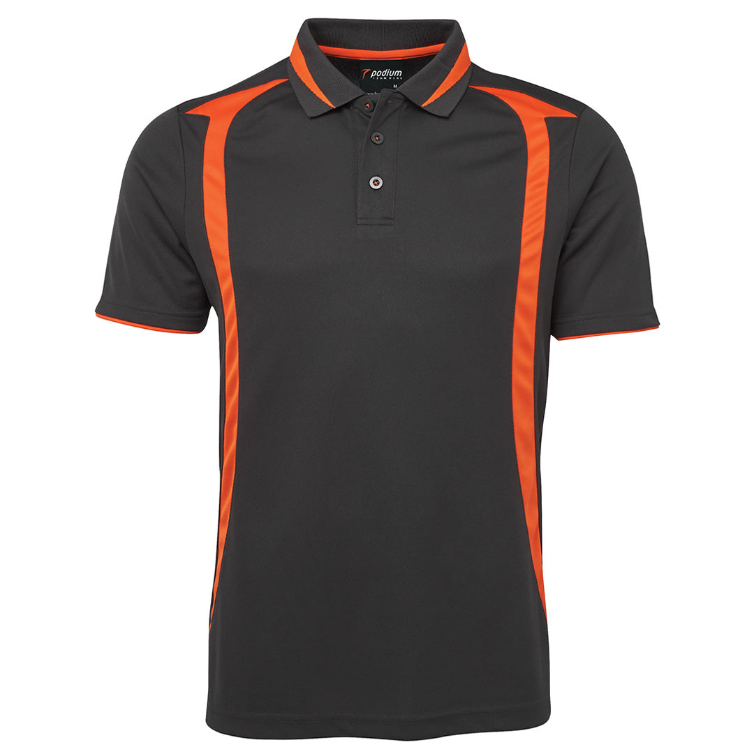 House of Uniforms The Swirl Polo | Short Sleeve | Mens Jbs Wear Charcoal/Orange